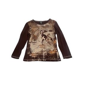 vintage 90’s/y2k cowgirl brown long sleeve tee